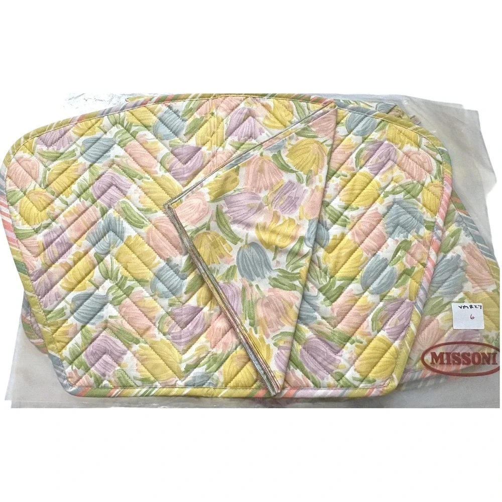 Missoni Home T&J Vestor 3 Quilted Placemats & Napkins Tulip Floral Pastel Italy